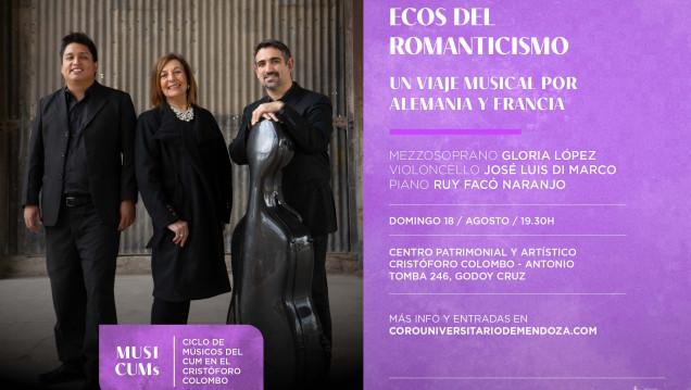 imagen El romanticismo alemán y francés se unen en un concierto imperdible para canto, cello y piano 