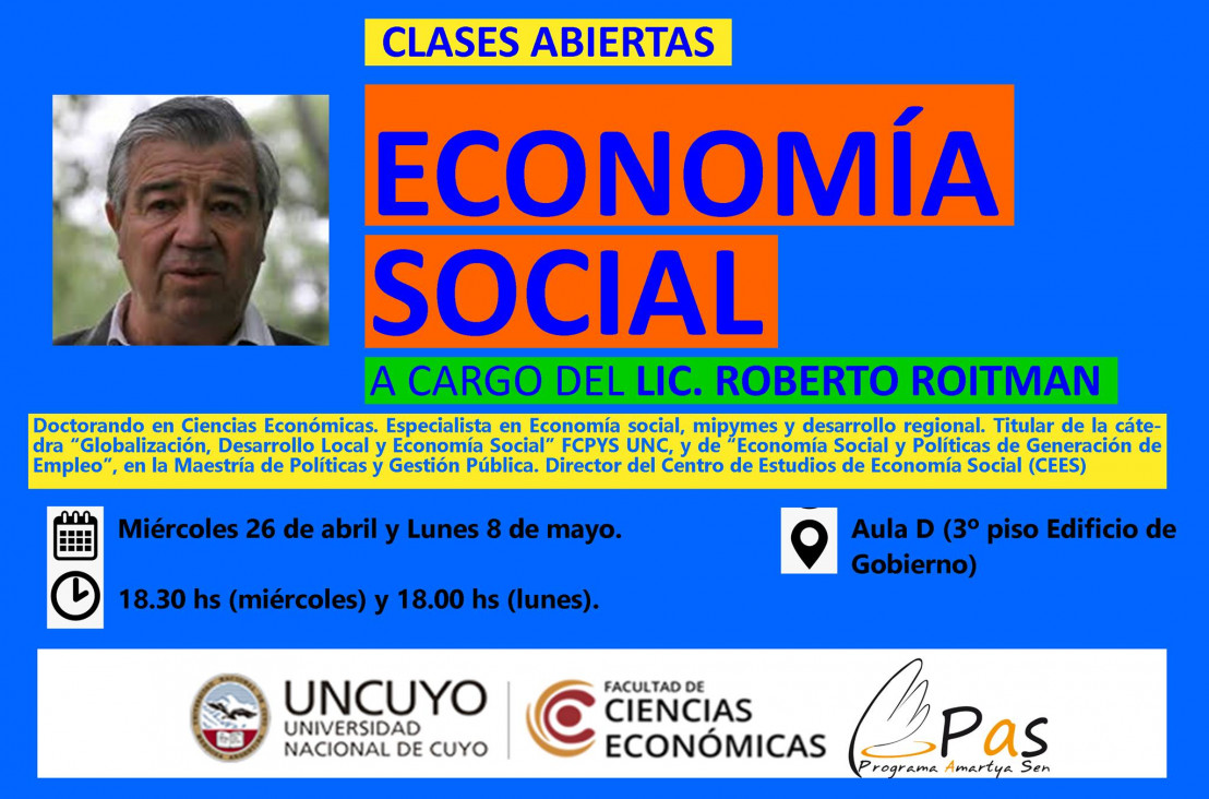 imagen Clases abiertas de Economía Social con Roberto Roitman