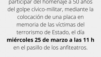 imagen Egresados: homenaje a 50 años del golpe cívico-militar