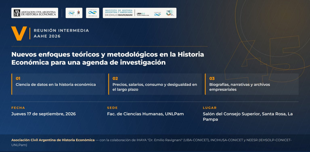 imagen Invitación a la V Reunión Intermedia de la Asociación Argentina de Historia Económica
