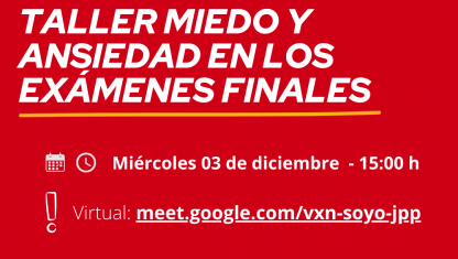 imagen Taller sobre miedo y ansiedad en los exámenes finales