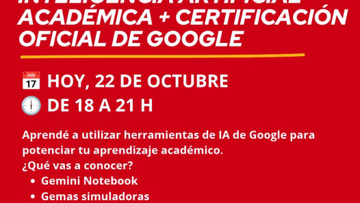 imagen TALLER ONLINE EN VIVO  Inteligencia Artificial Académica + Certificación Oficial de Google