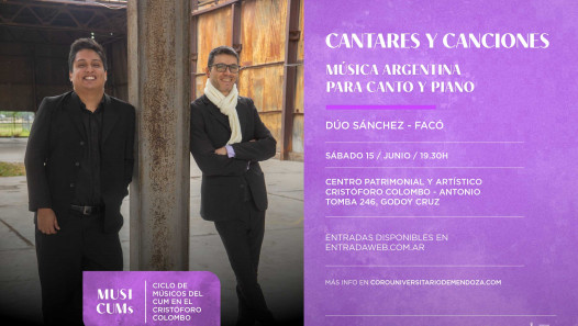 imagen Canciones argentinas para canto y piano en esta nueva edición imperdible de "MUSICUMS" en el Cristóforo Colombo