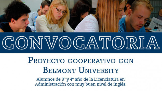 imagen Convocan alumnos para proyecto cooperativo con Belmont University