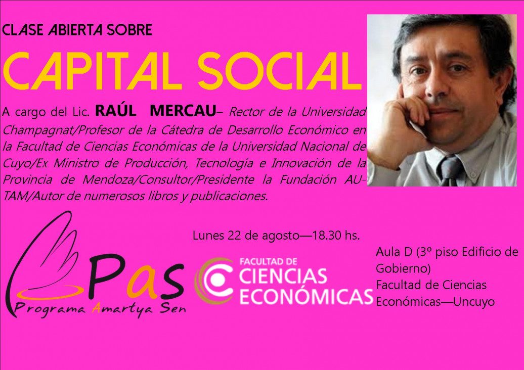 imagen Clase abierta sobre CAPITAL SOCIAL a cargo del Lic. Raúl Mercau