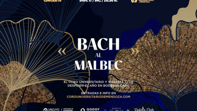 imagen El Coro Universitario de Mendoza cierra su Temporada 2023 con una propuesta innovadora, "Bach al Malbec", junto a la agrupación instrumental Violetta Club 