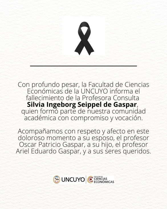 imagen La Facultad despide con pesar a la Profesora Consulta Silvia Ingeborg Seippel de Gaspar