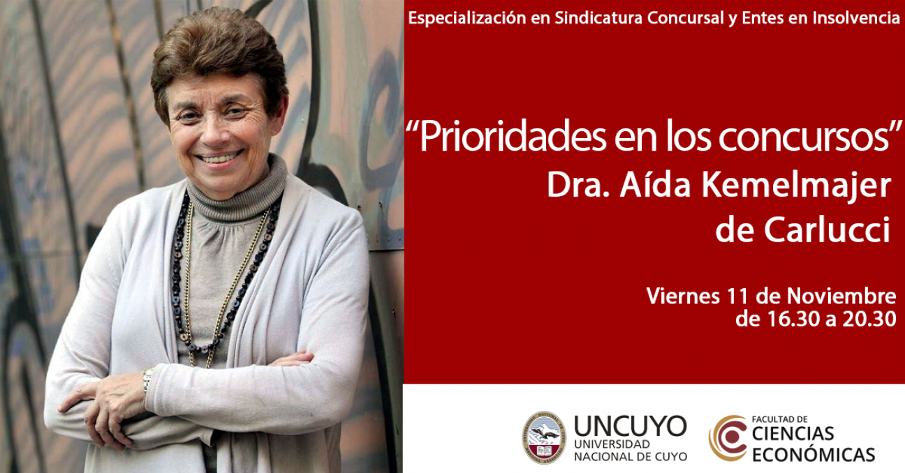 imagen Disertación para profesionales: "Prioridades en los concursos" Dra. Aída Kemelmajer de Carlucci