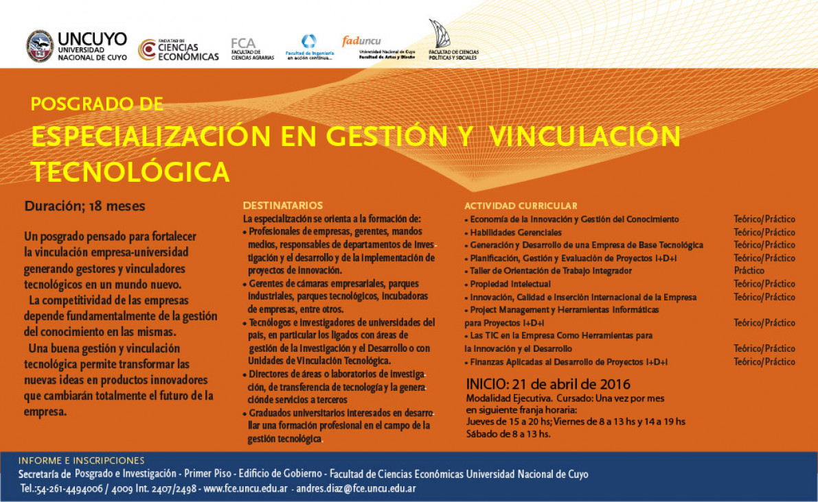 imagen Comenzó el Posgrado de Especialización en Gestión y Vinculación Tecnológica (GTEC)