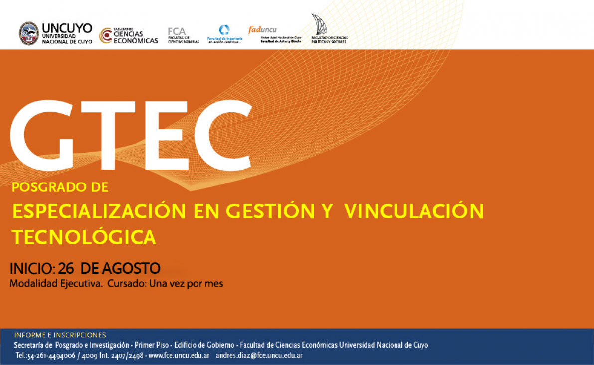 imagen Se relanza la Especialización en Gestión y Vinculación Tecnológica (GTEC) en su cuarta cohorte.