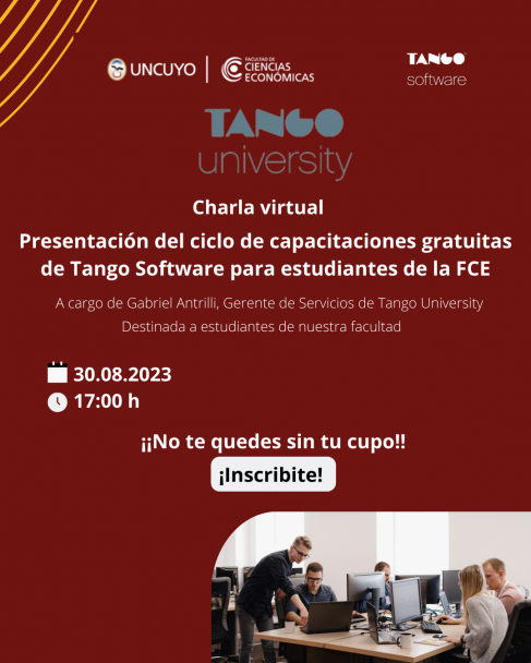 imagen Charla virtual: Presentación del ciclo de capacitaciones gratuitas de Tango Software para estudiantes de la FCE